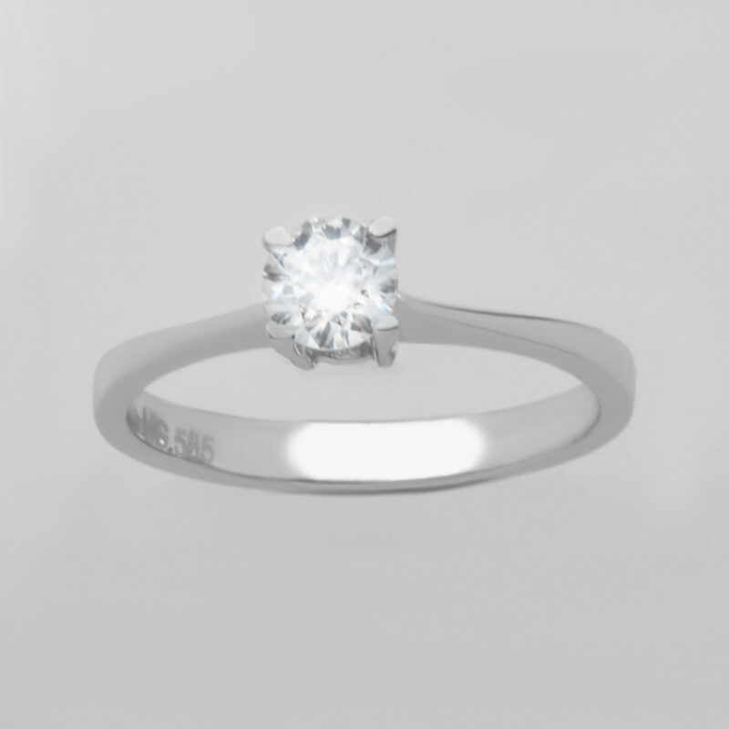 Μονόπετρο δαχτυλίδι λευκόχρυσο Κ14 Κωδ. ΜΧ/165