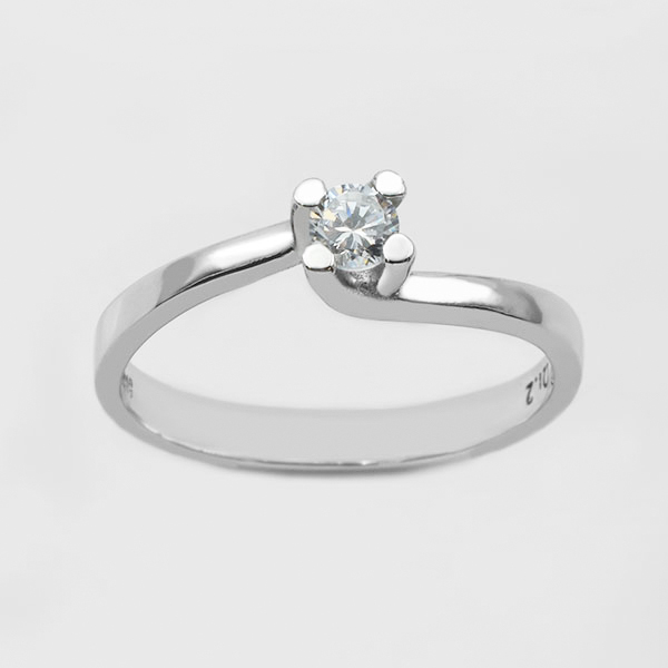 Μονόπετρο δαχτυλίδι λευκόχρυσο Κ14 Κωδ. ΜΧ/166