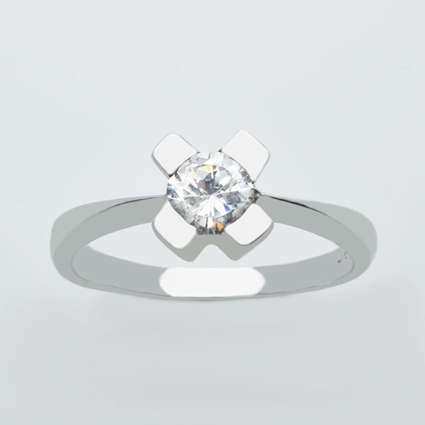 Μονόπετρο δαχτυλίδι λευκόχρυσο Κ14 Κωδ. ΜΧ/168