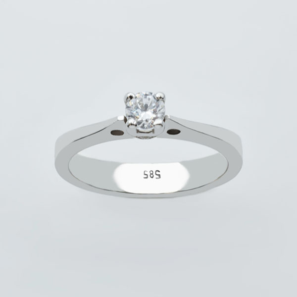 Μονόπετρο δαχτυλίδι λευκόχρυσο Κ14 Κωδ. ΜΧ/177
