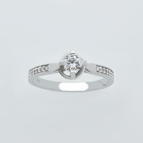 Μονόπετρο δαχτυλίδι λευκόχρυσο Κ14 Κωδ. ΜΧ/178