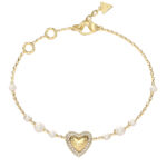 GUESS-STEEL-BELOVED-JUBB06009JWYGL-Βραχιόλι-Χρυσό-Με-Καρδιά-Με-Πέρλες
