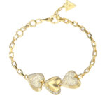 GUESS-STEEL-BY-YOUR-SIDE-JUBB06079JWYGL-Βραχιόλι-Χρυσό-Με-Τρεις-Καρδιές-Με-Πέτρες