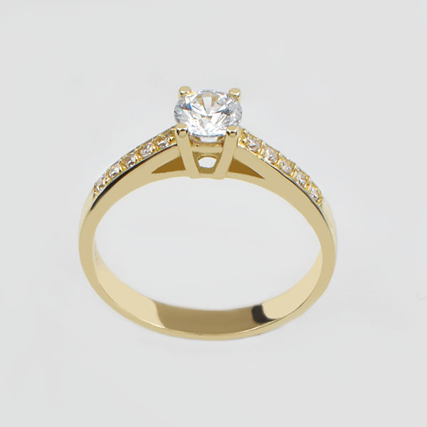 Μονόπετρο δαχτυλίδι χρυσό Κ14   Κωδ.  R14-102