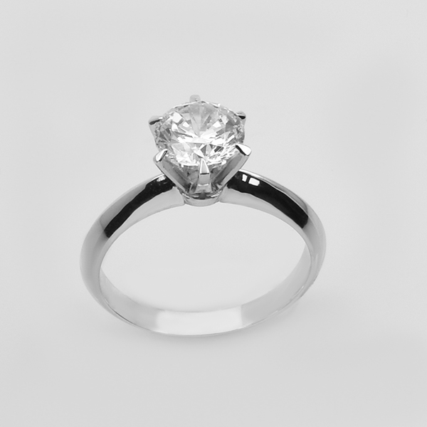 Μονόπετρο Δαχτυλίδι λευκόχρυσο Κ14   Κωδ.  R14-117