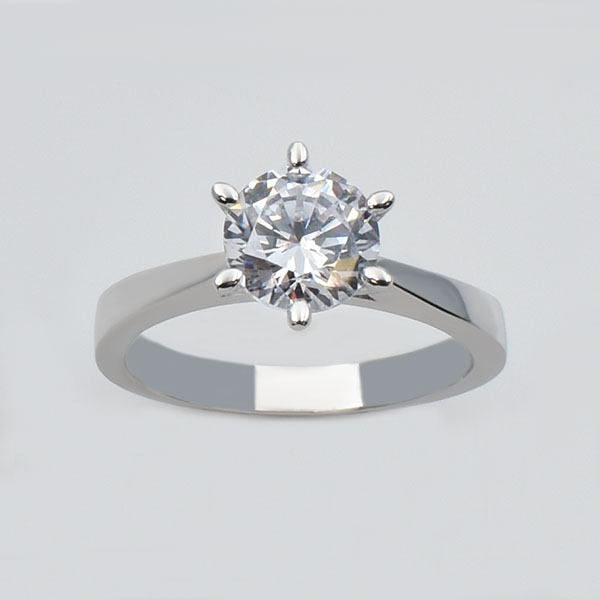 Μονόπετρο Δαχτυλίδι λευκόχρυσο Κ14   Κωδ.  R14-125