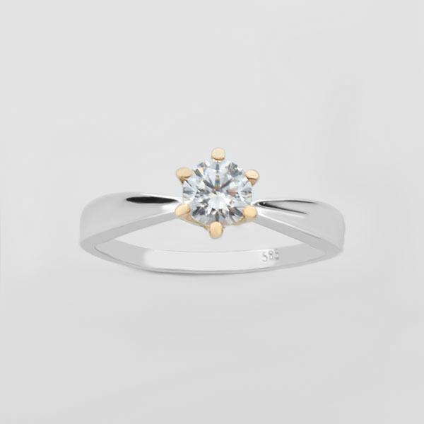 Μονόπετρο Δαχτυλίδι λευκόχρυσο Κ14   Κωδ. ΜΧ/118