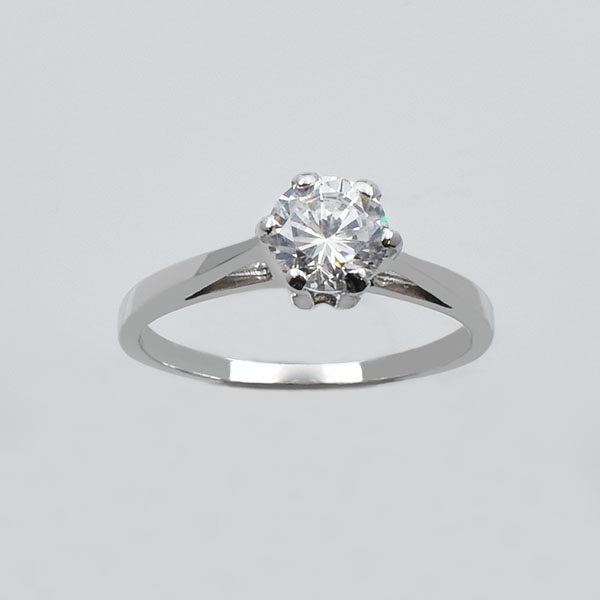 Μονόπετρο Δαχτυλίδι λευκόχρυσο Κ14   Κωδ. ΜΧ/119