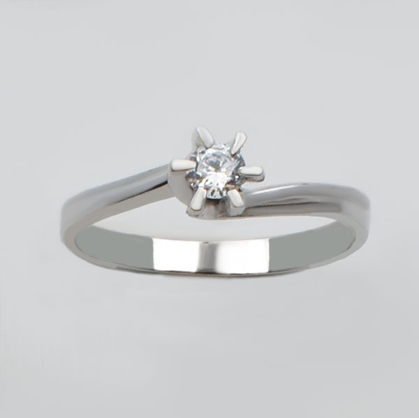 Μονόπετρο Δαχτυλίδι λευκόχρυσο Κ14   Κωδ. ΜΧ/121