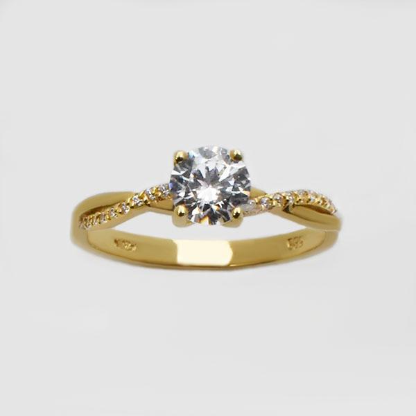 Μονόπετρο δαχτυλίδι χρυσό Κ14   Κωδ.  ΜΧ/124