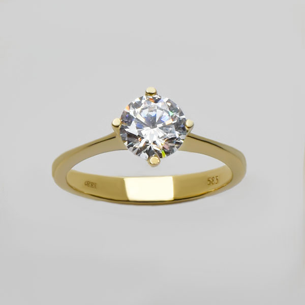 Μονόπετρο δαχτυλίδι χρυσό Κ14   Κωδ.  ΜΧ/125