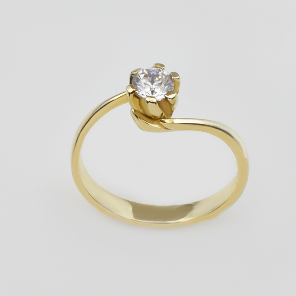 Μονόπετρο δαχτυλίδι χρυσό Κ14   Κωδ.  ΜΧ/132