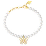 GUESS-STEEL-BORBOLETA-JUBB06124JWYGL-Βραχιόλι-Με-Ασπρες-Πέρλες-Και-Πεταλούδα