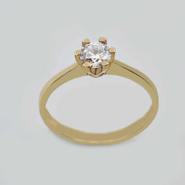 Μονόπετρο δαχτυλίδι χρυσό Κ14   Κωδ.  ΜΧ/144