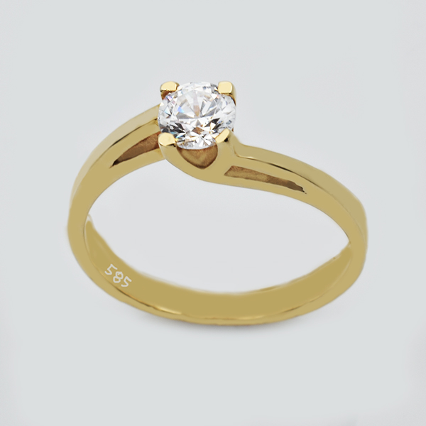 Μονόπετρο δαχτυλίδι χρυσό Κ14   Κωδ.  ΜΧ/146