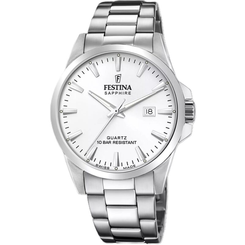 Αντρικό ρολόι Festina Swiss Made σε ασημί χρώμα