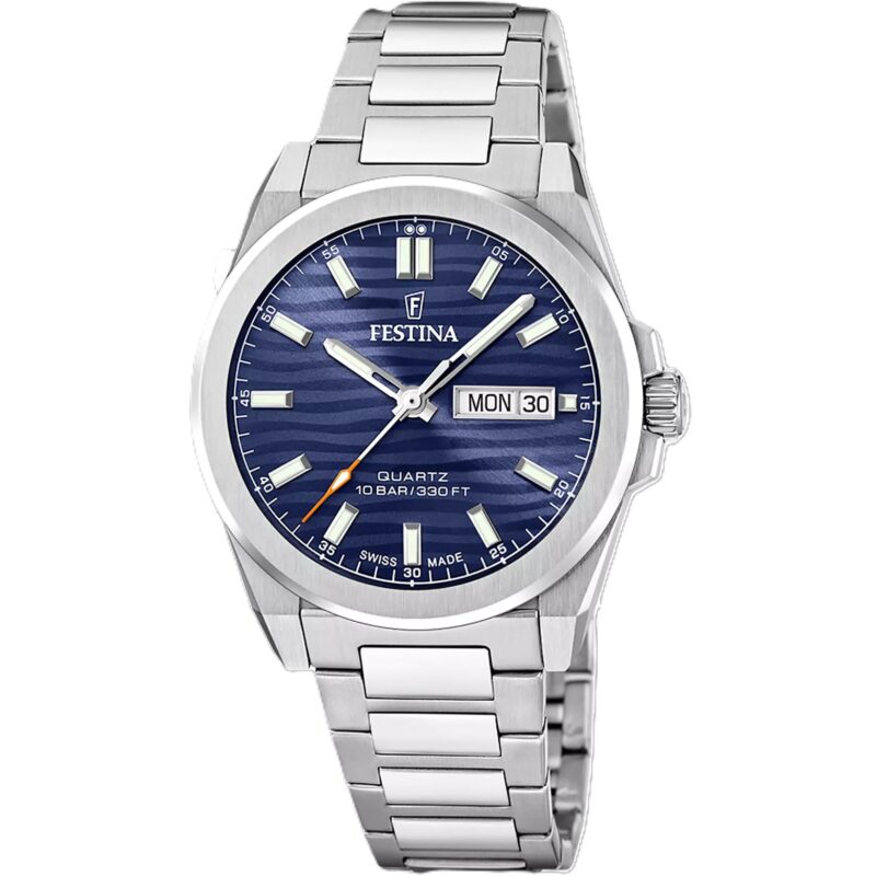 Αντρικό ρολόι Festina Swiss Made σε ασημί χρώμα